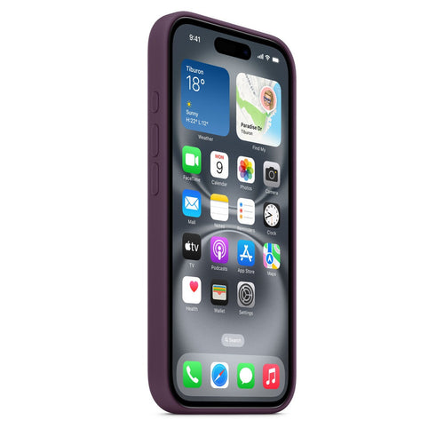 Apple iPhone 16 Silikon Case mit MagSafe Pflaume